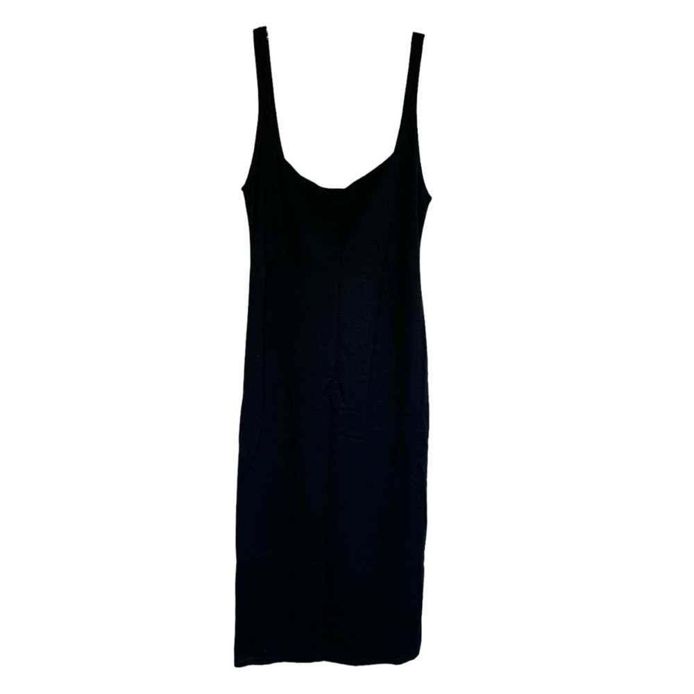 Bershka black slip dress with white stripe on sides size L NWT